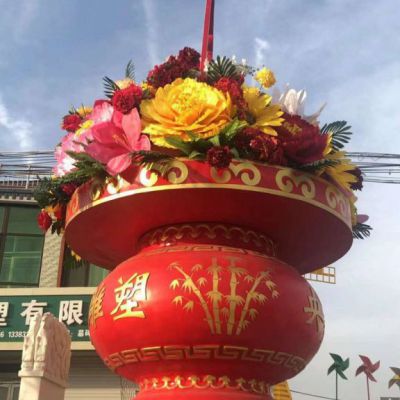 花园不锈钢花篮雕塑