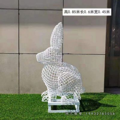 城市不锈钢兔子动物雕塑