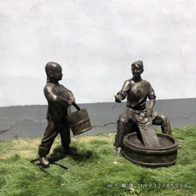 商场孝顺人物铜雕