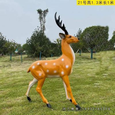 庭院玻璃钢梅花鹿雕塑