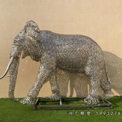 学校不锈钢大象动物雕塑
