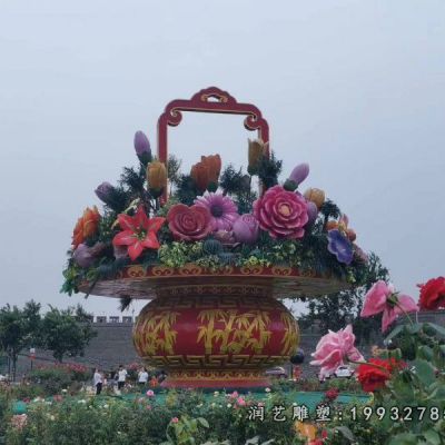 庭院不锈钢花篮景观雕塑