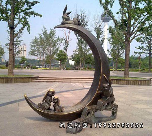 草坪动物兔子铜雕
