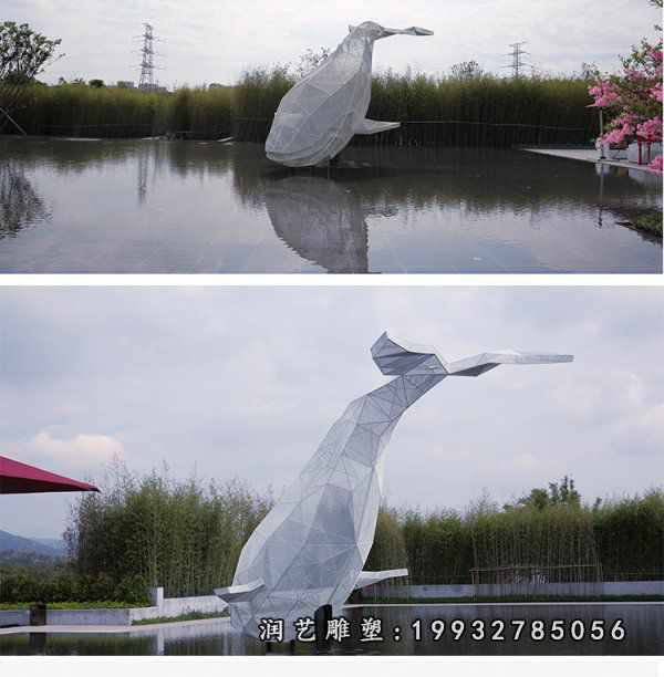 公司不锈钢鲸鱼雕塑