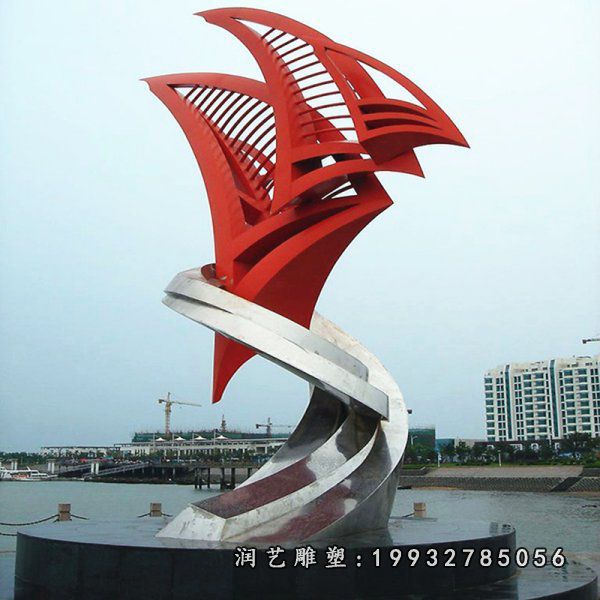 景区不锈钢船雕塑