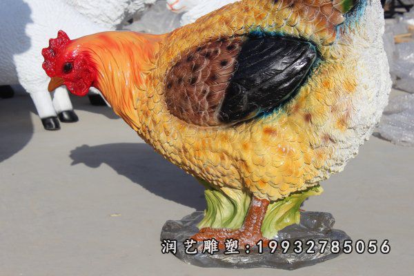 花园玻璃钢动物鸡雕塑