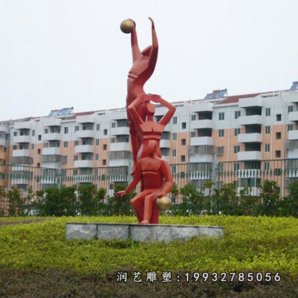 公园不锈钢打篮球雕塑