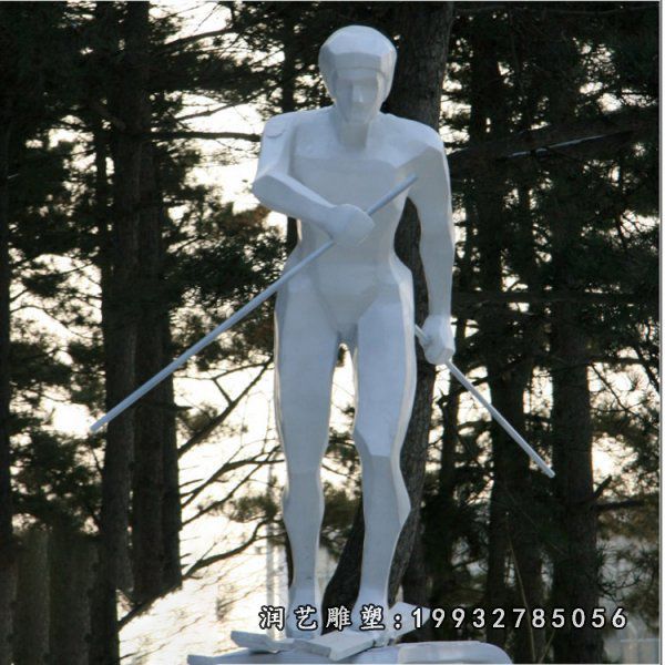 公司不锈钢滑雪雕塑