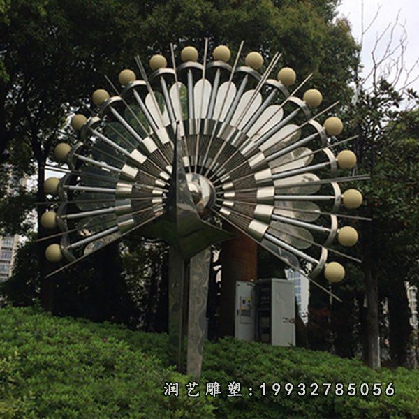 街道不锈钢动物孔雀雕塑
