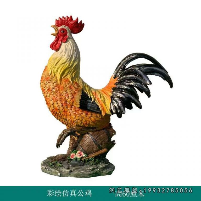  商业街玻璃钢鸡动物雕塑