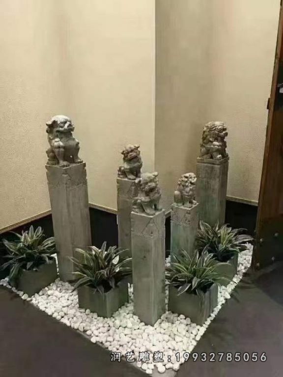 公园拴马桩景观石雕