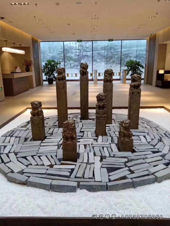 街道景观拴马桩石雕