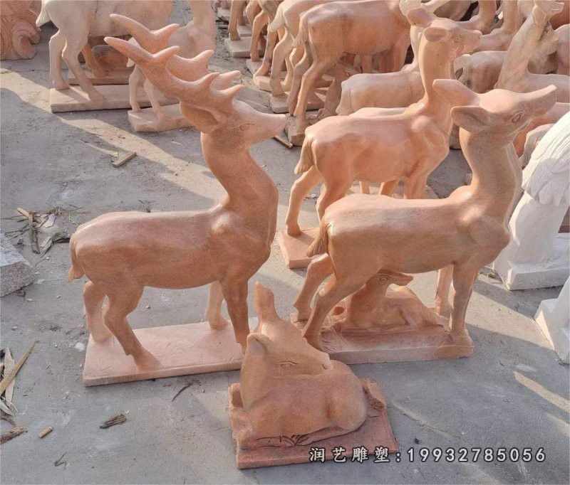 小区动物鹿石雕