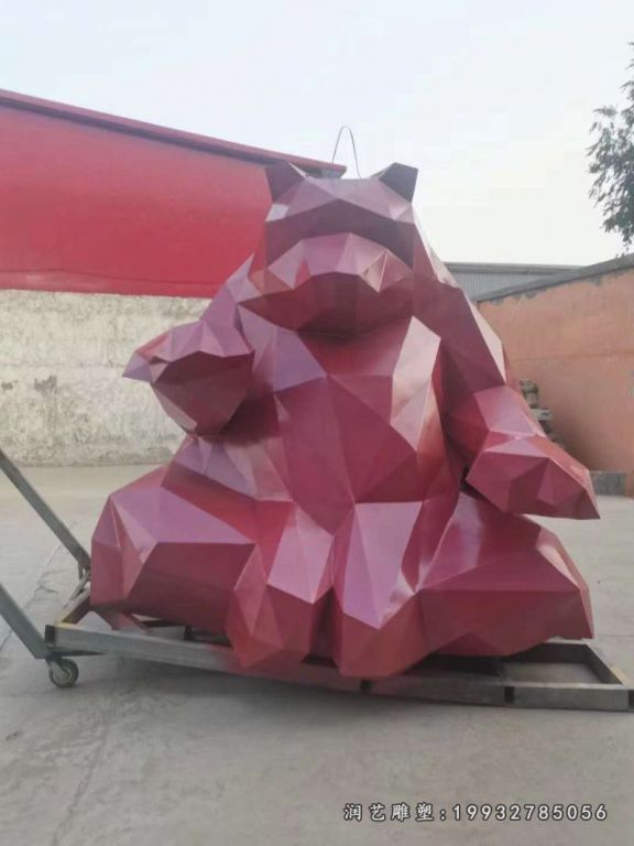 校园不锈钢熊雕塑