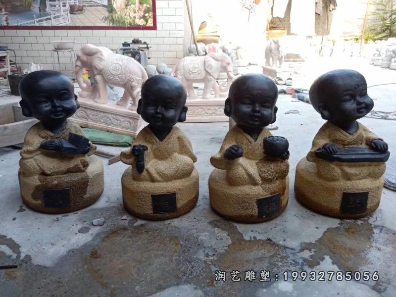 城市人物小和尚石雕
