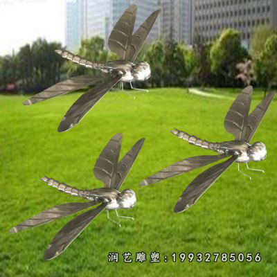 园林不锈钢蜻蜓动物雕塑