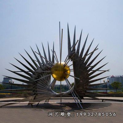 企业不锈钢翅膀雕塑