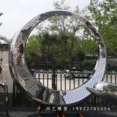 学校不锈钢圆环雕塑