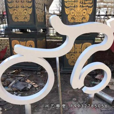 游乐场不锈钢骑车雕塑