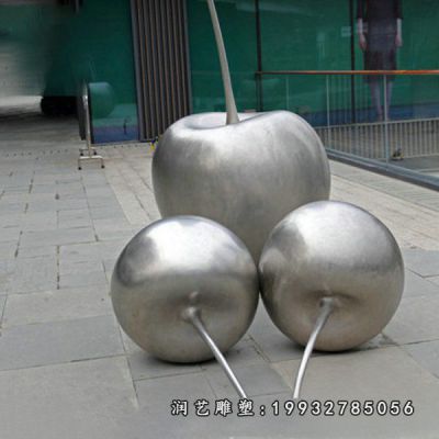草坪不锈钢苹果雕塑