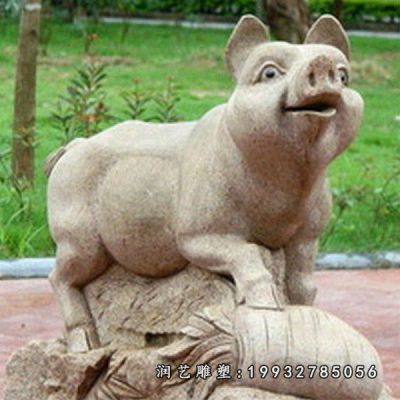商场十二生肖猪石雕