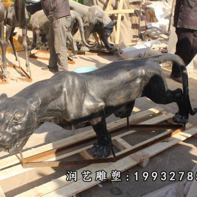 企业动物豹铜雕