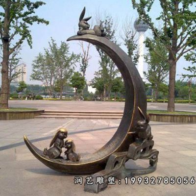 草坪动物兔子铜雕