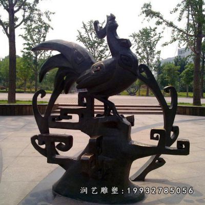 花园动物鸡铜雕