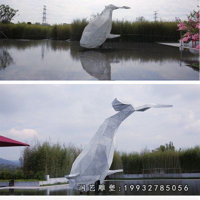 公司不锈钢鲸鱼雕塑