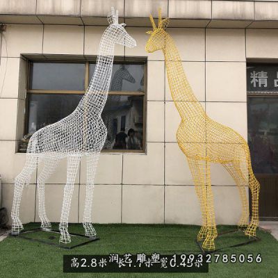 园林不锈钢长颈鹿动物雕塑
