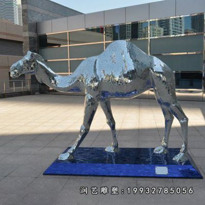 公司不锈钢动物骆驼雕塑