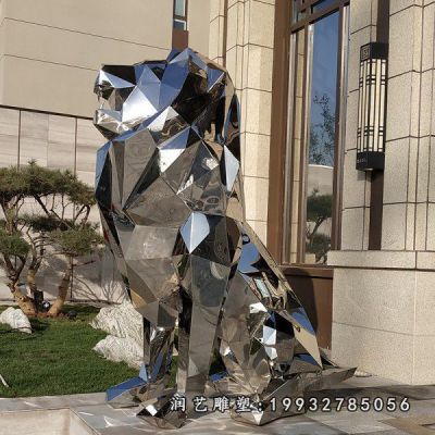 学校不锈钢狮子动物雕塑
