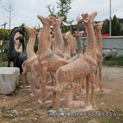 游乐场动物长颈鹿石雕