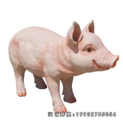 庭院玻璃钢动物猪雕塑