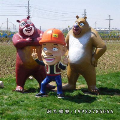 商业街玻璃钢熊出没雕塑