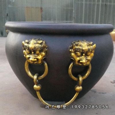 花园景观水缸铜雕