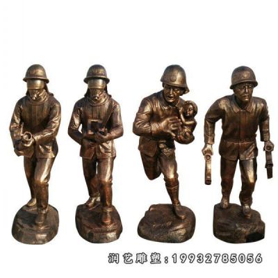 公司消防人物铜雕
