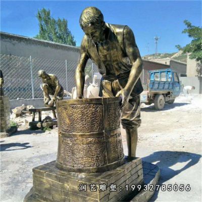 公司人物茶文化铜雕