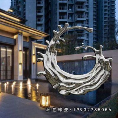 花园不锈钢海浪雕塑