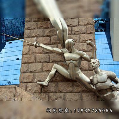 校园不锈钢击剑雕塑