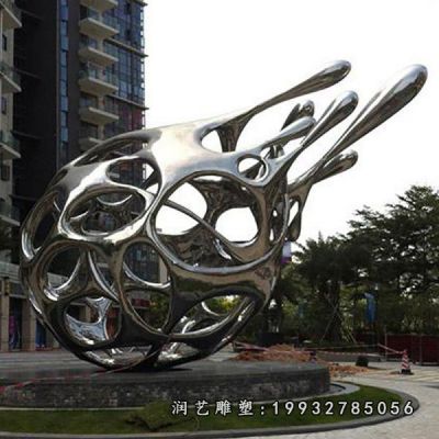 草坪不锈钢火龙果雕塑