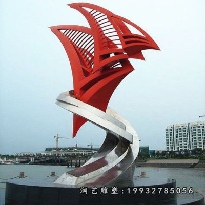 景区不锈钢船雕塑