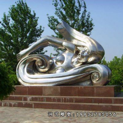 小区不锈钢游泳雕塑