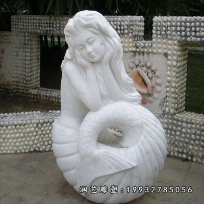 花园美人鱼石雕