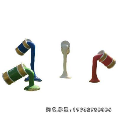 广场玻璃钢油漆桶雕塑