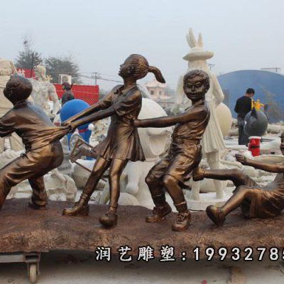 景区人物拔萝卜铜雕