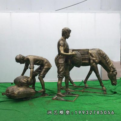 商业街人物搬东西铜雕