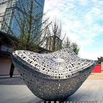 医院不锈钢元宝雕塑