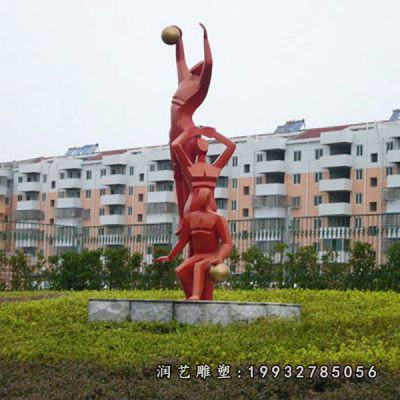 公园不锈钢打篮球雕塑