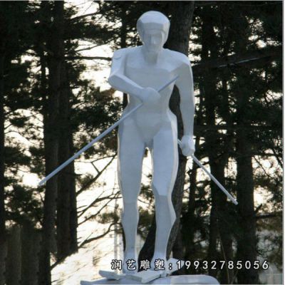 公司不锈钢滑雪雕塑